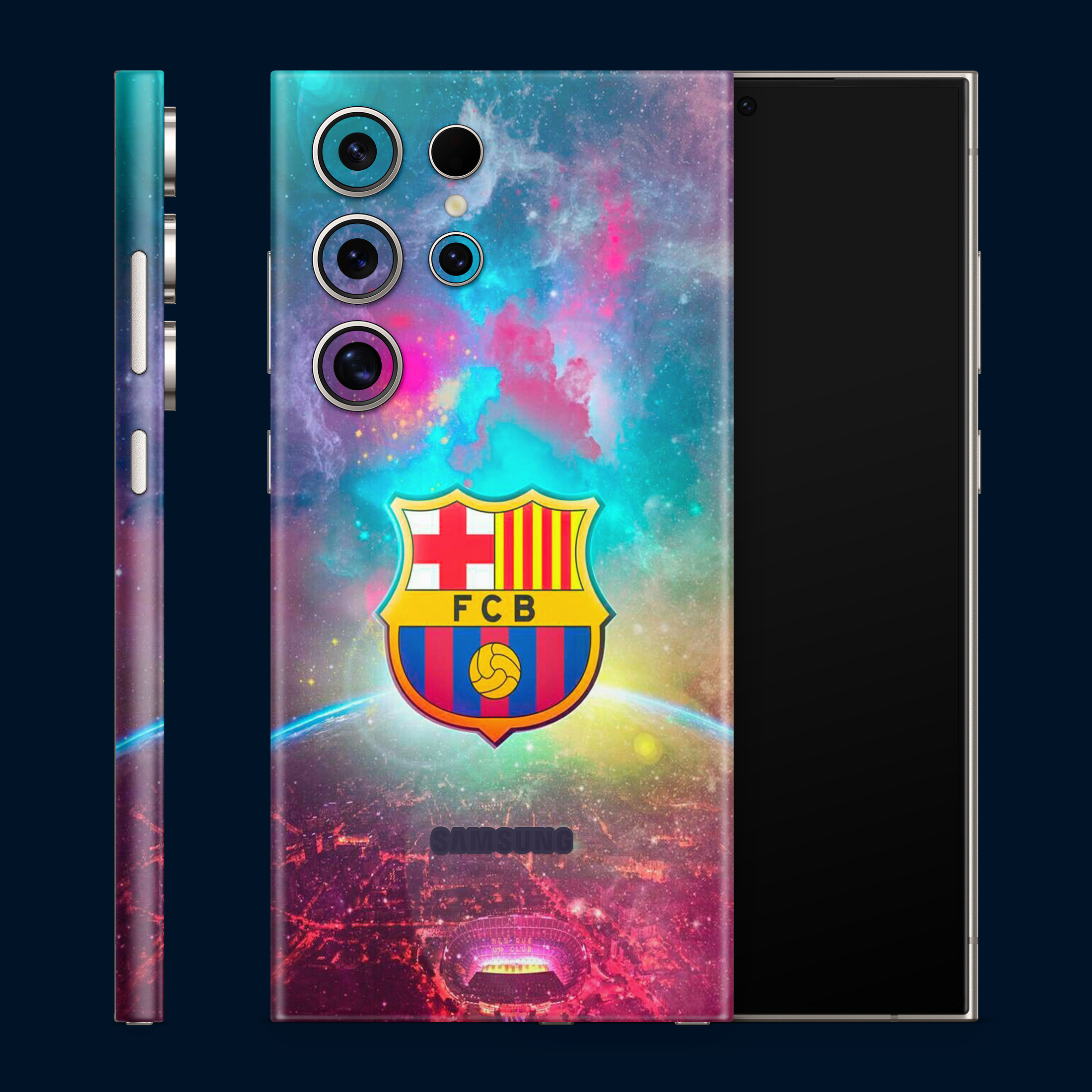 Galaxy S24 Ultra Full Wrap Vinyl Skin Mockup Template Front bac